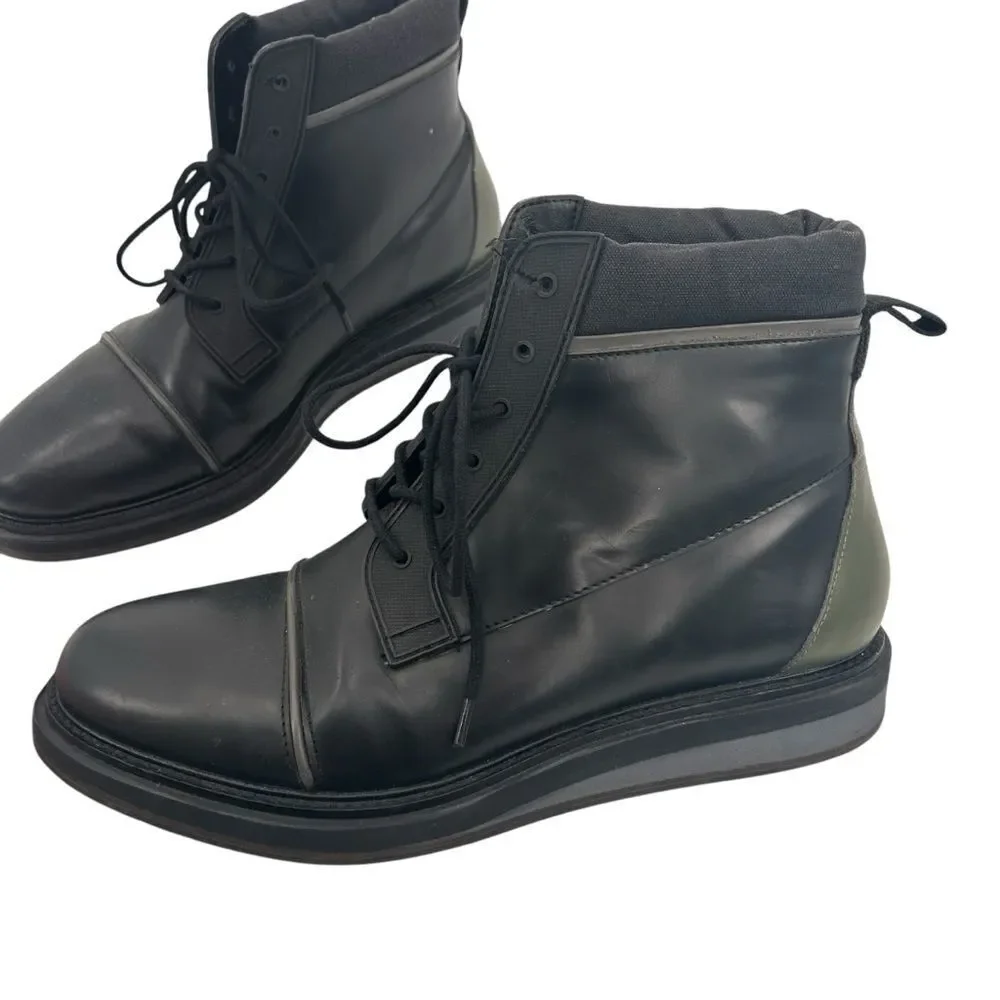 Vintage Foundry Men's Black with Olive Leather Boots size 10